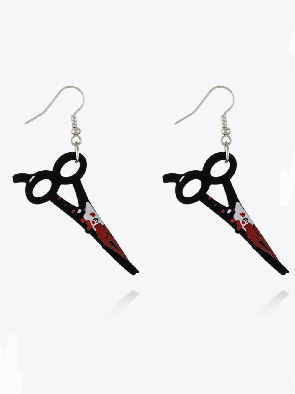 Horror Themed Black & Red Scissors Dangle Earrings BNIB